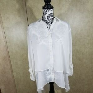 NWOT White sheer 2 tier top